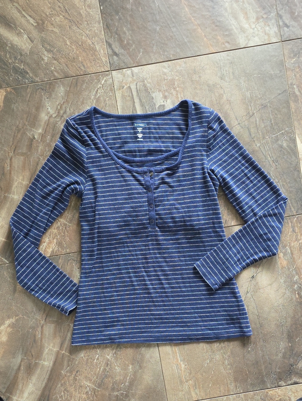 Old Navy Maternity Blue and White Striped Long Sleeve Top
